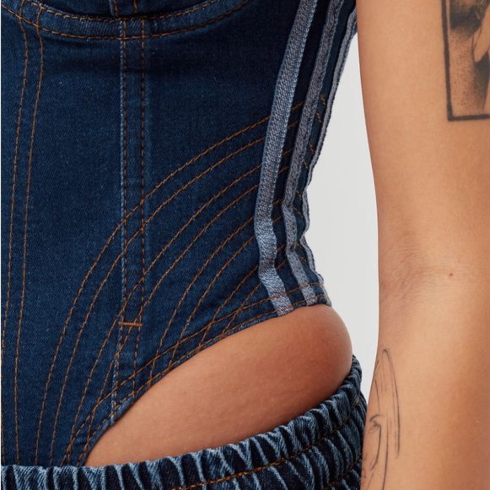 Ivy Park Adidas Rodeo Blue Denim Bodysuit - Picture 12 of 12
